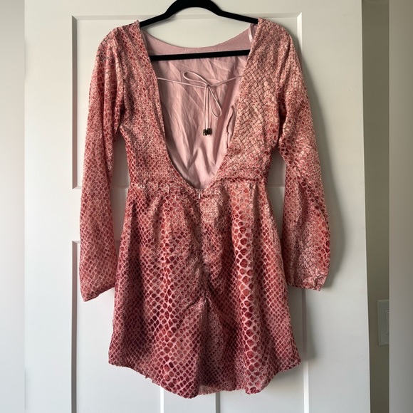 Angel Biba Pink Velvet Snakeskin Print Mini Dress Weddings Guest Size S NWT - Picture 4 of 5